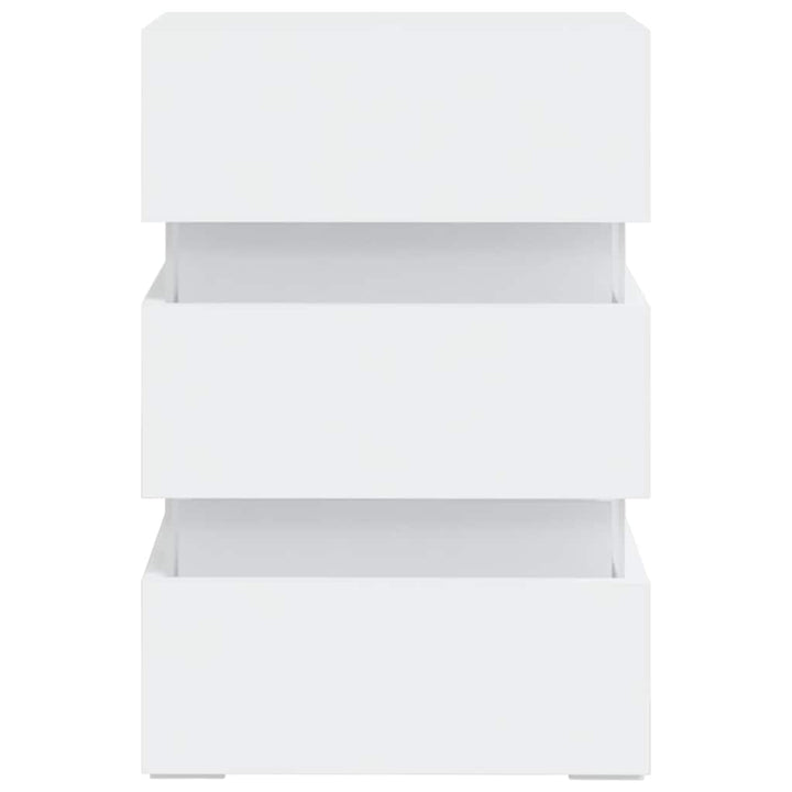 sengebord med LED 45x35x67 cm konstrueret træ hvid