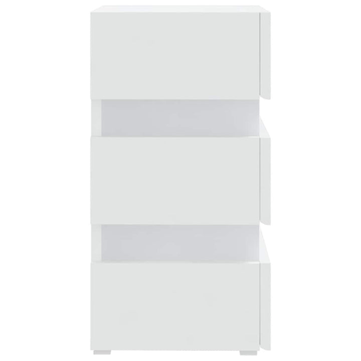 sengebord med LED 45x35x67 cm konstrueret træ hvid