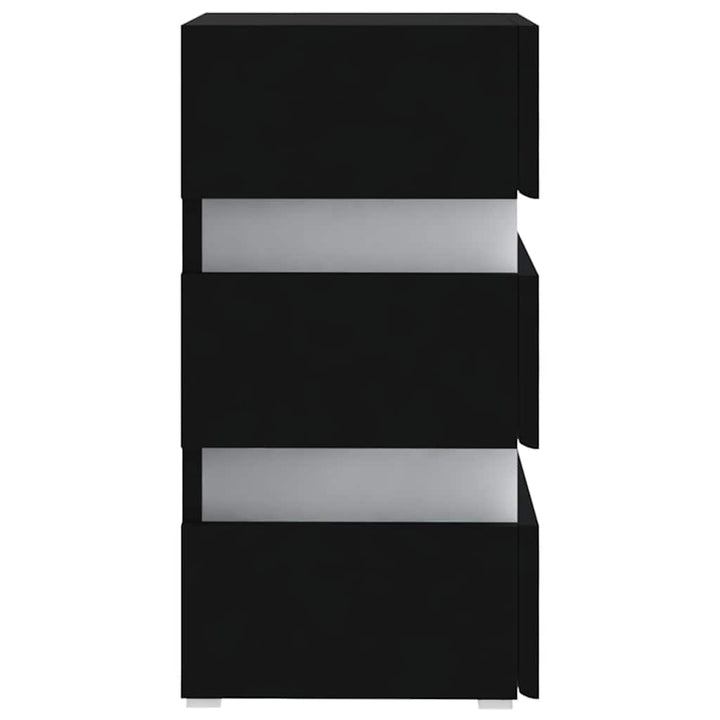 sengebord med LED 45x35x67 cm konstrueret træ sort