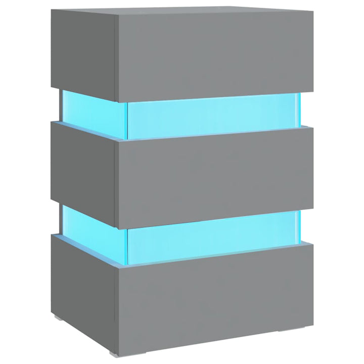sengebord med LED 45x35x67 cm konstrueret træ grå