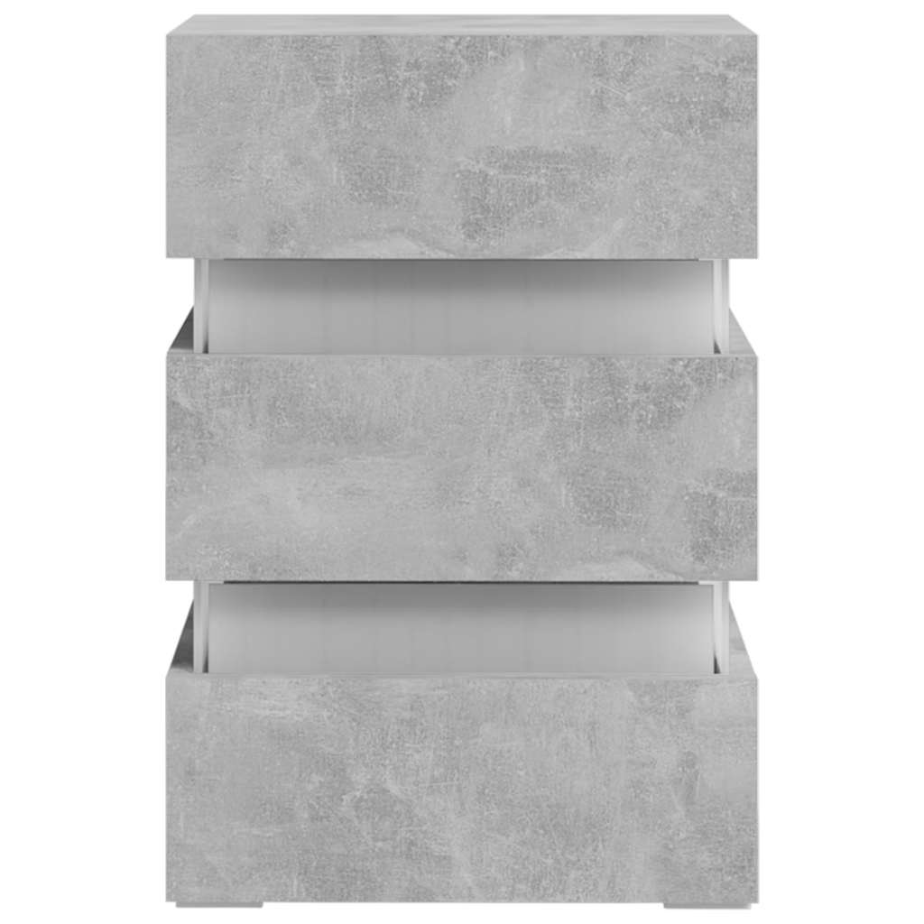 sengebord med LED 45x35x67 cm konstrueret træ betongrå