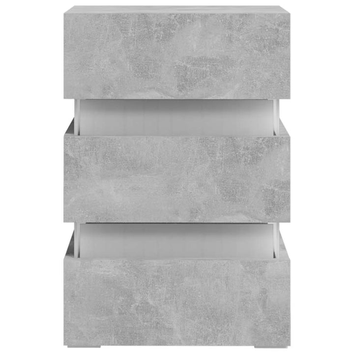 sengebord med LED 45x35x67 cm konstrueret træ betongrå