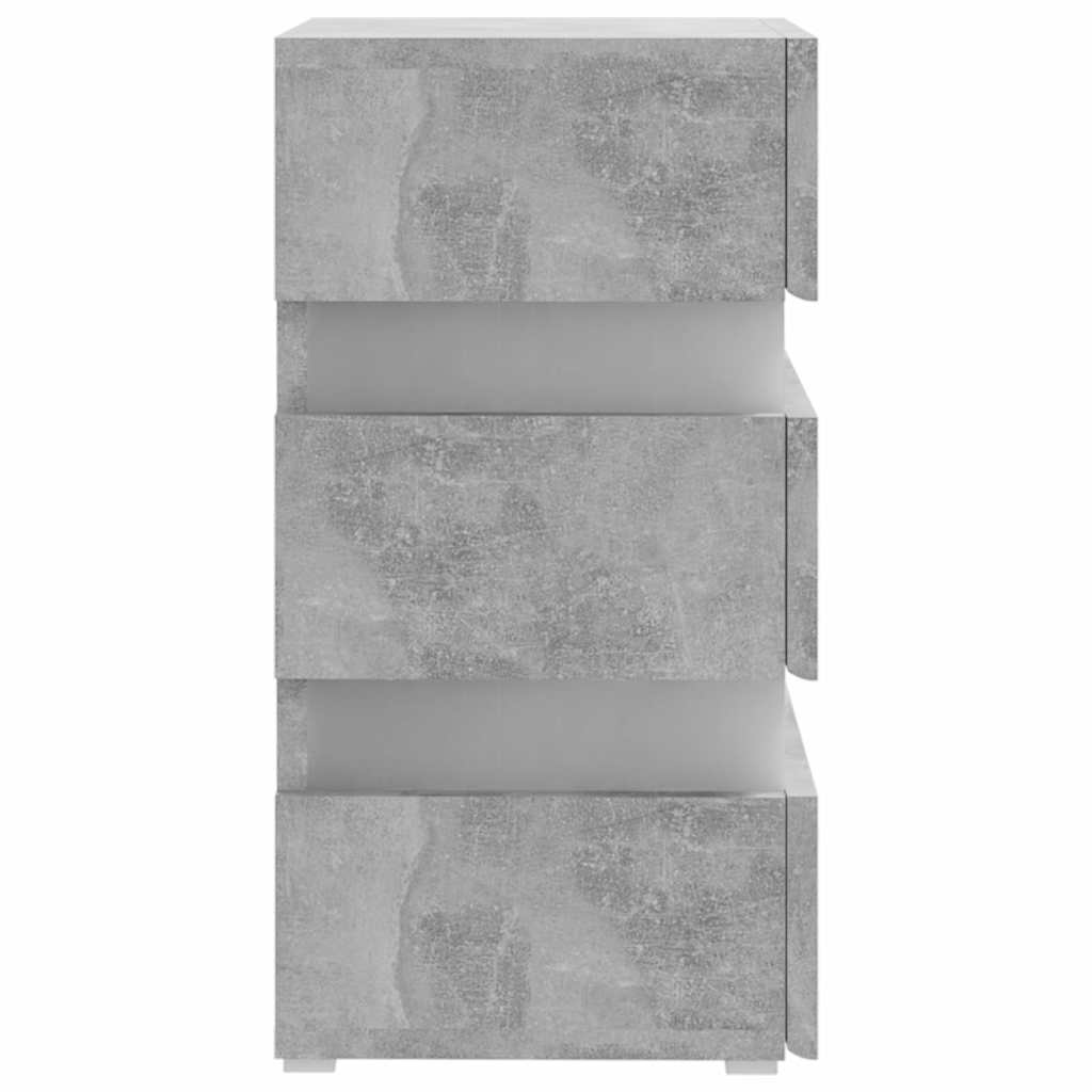 sengebord med LED 45x35x67 cm konstrueret træ betongrå