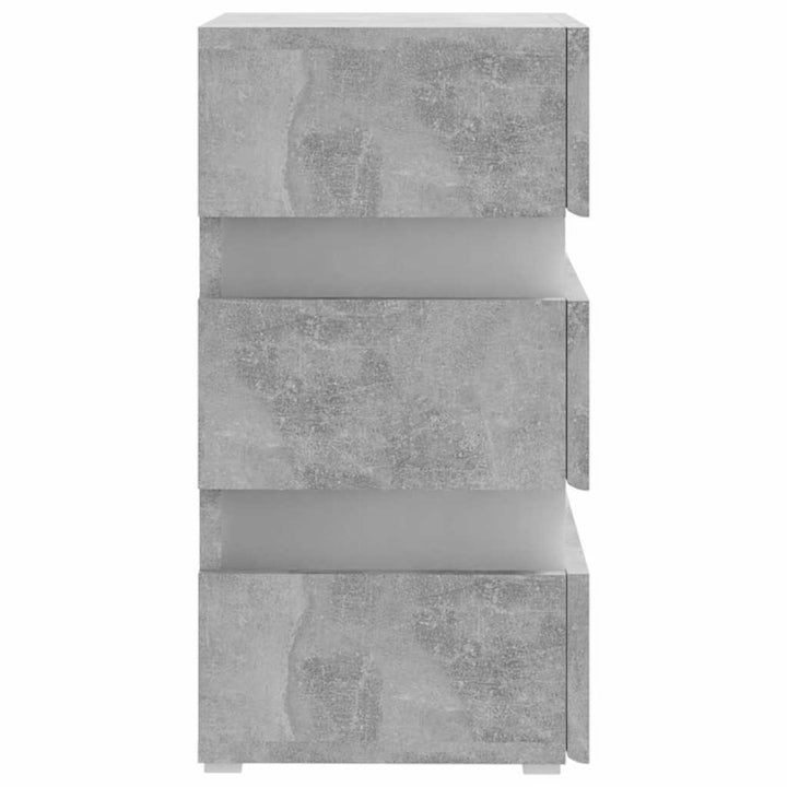 sengebord med LED 45x35x67 cm konstrueret træ betongrå