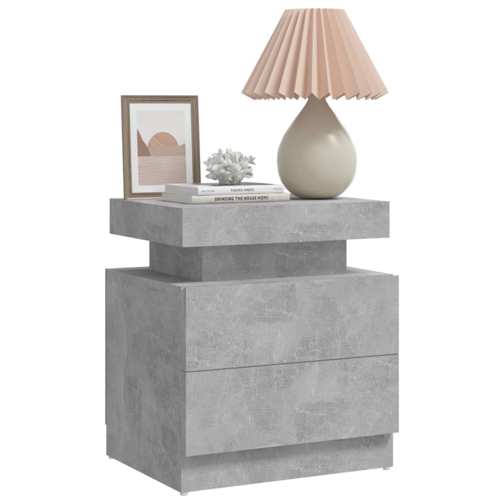 sengebord 45x35x52 cm konstrueret træ betongrå