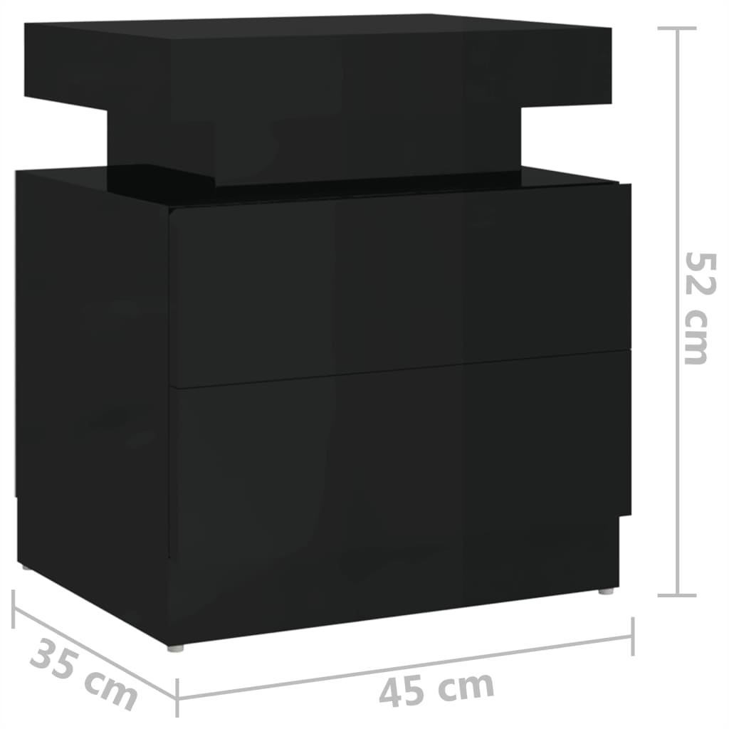 sengeskab 45x35x52 cm konstrueret træ sort højglans