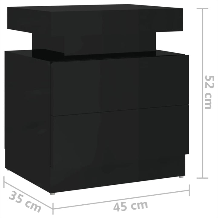 sengeskab 45x35x52 cm konstrueret træ sort højglans