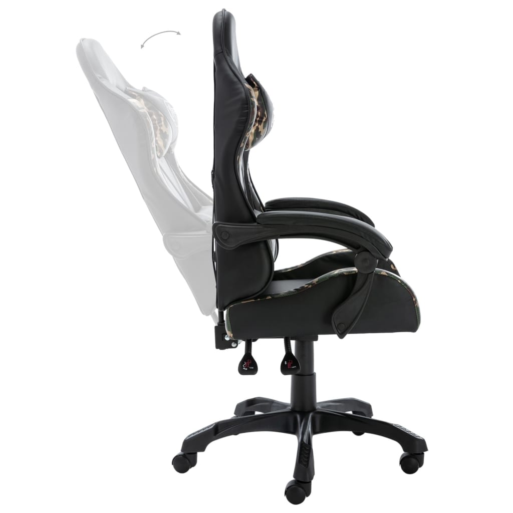 gamerstol kunstlæder sort og camouflage