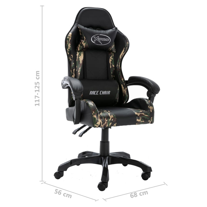 gamerstol kunstlæder sort og camouflage