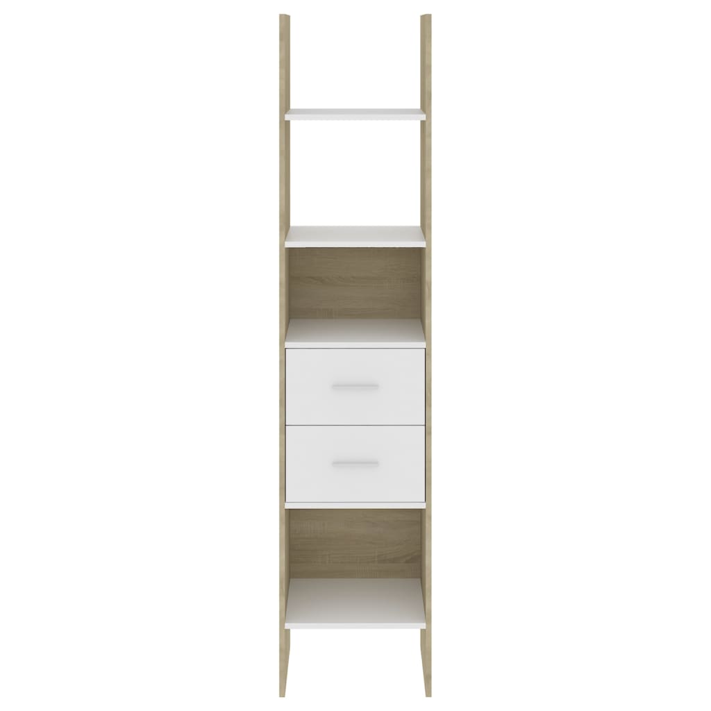 bogreol 40x35x180 cm konstrueret træ hvid og sonoma-eg