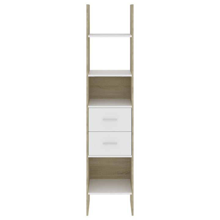 bogreol 40x35x180 cm konstrueret træ hvid og sonoma-eg