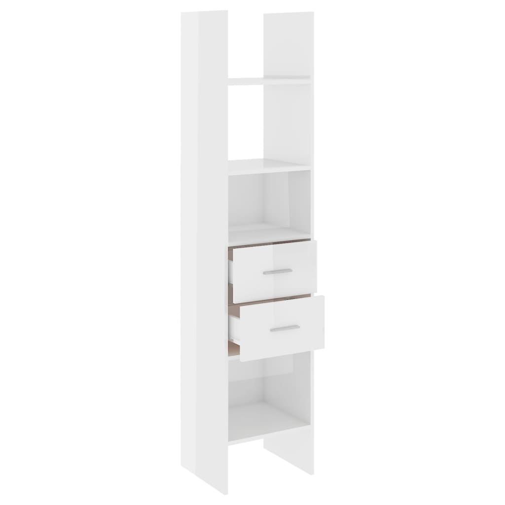 bogreol 40x35x180 cm konstrueret træ hvid højglans
