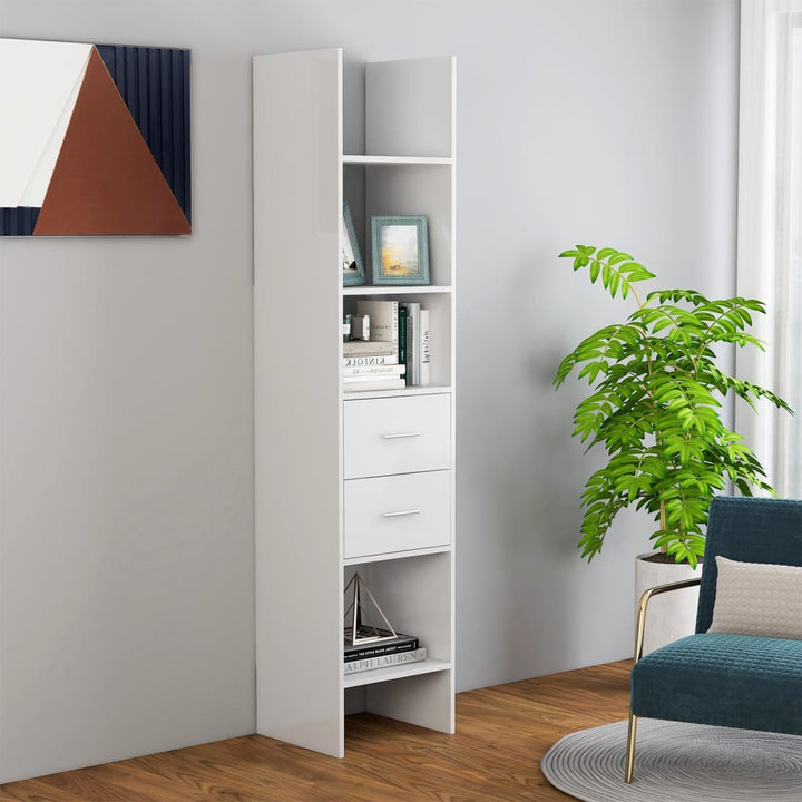 bogreol 40x35x180 cm konstrueret træ hvid højglans