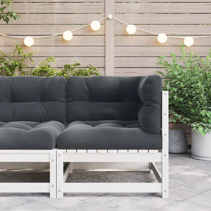 hjørnemodul til havesofa grå hynder massivt fyrretræ