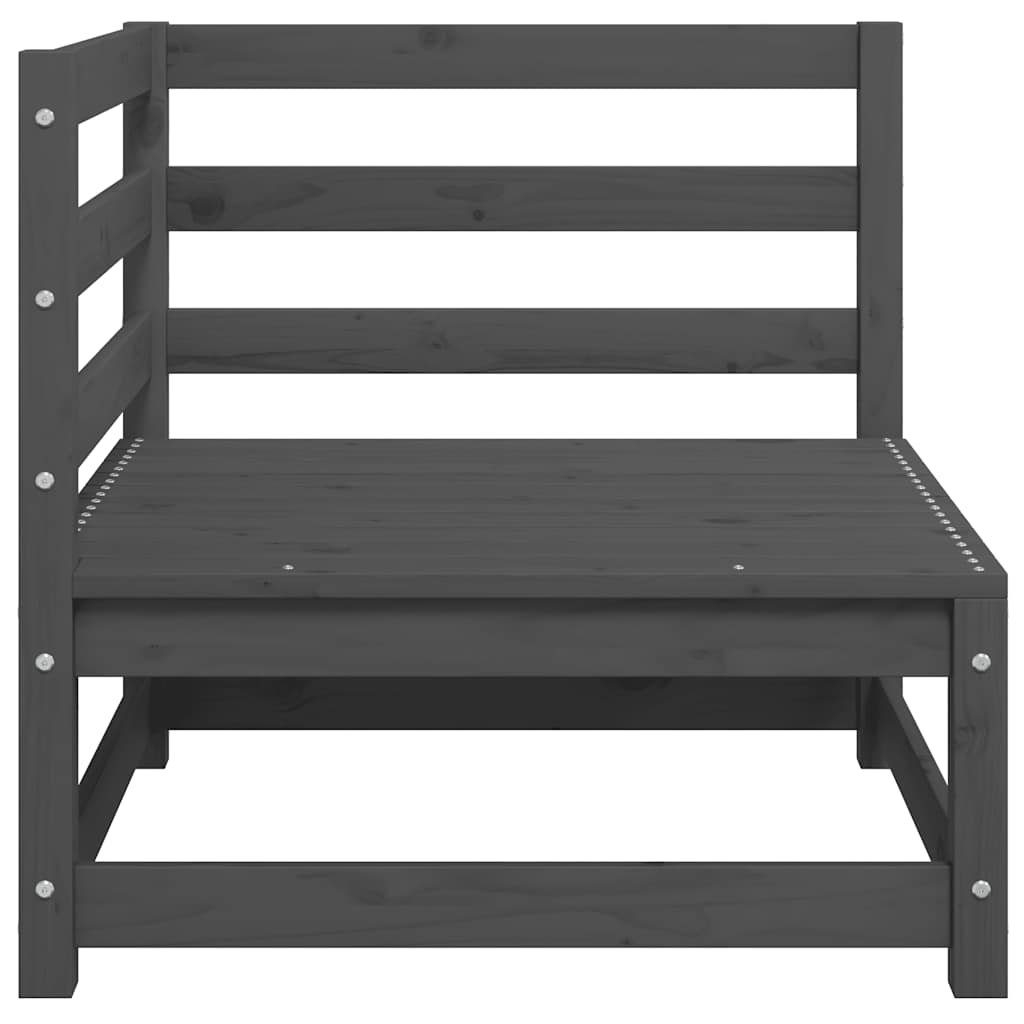 2-personers havesofa med hynder massivt fyrretræ grå