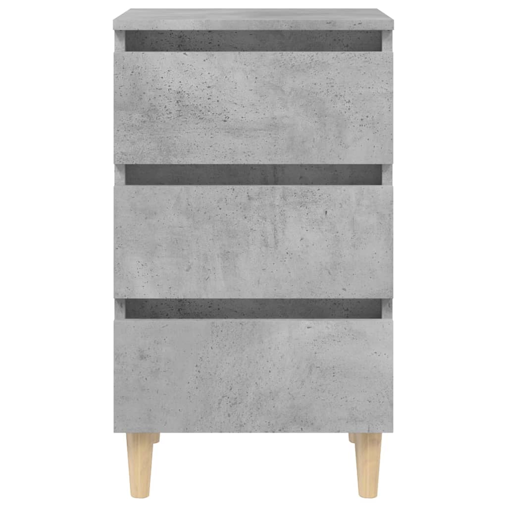 sengeskabe m. massive træben 2 stk. 40x35x69 cm betongrå