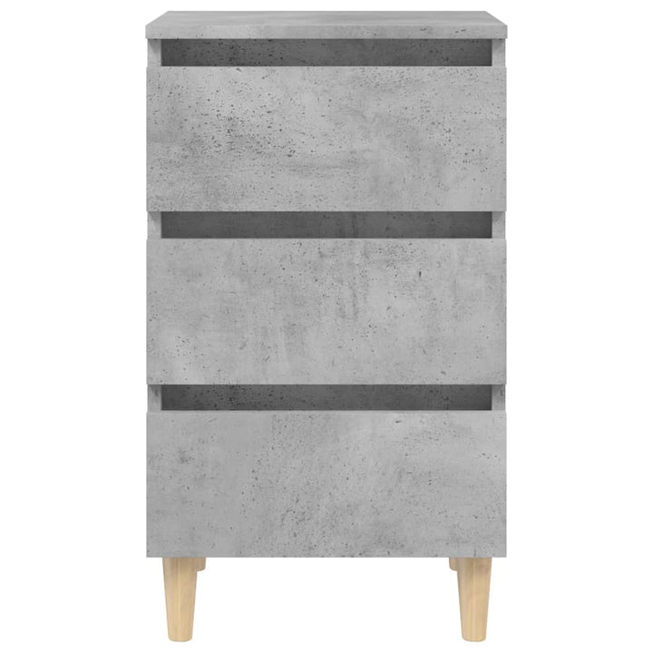 sengeskabe m. massive træben 2 stk. 40x35x69 cm betongrå