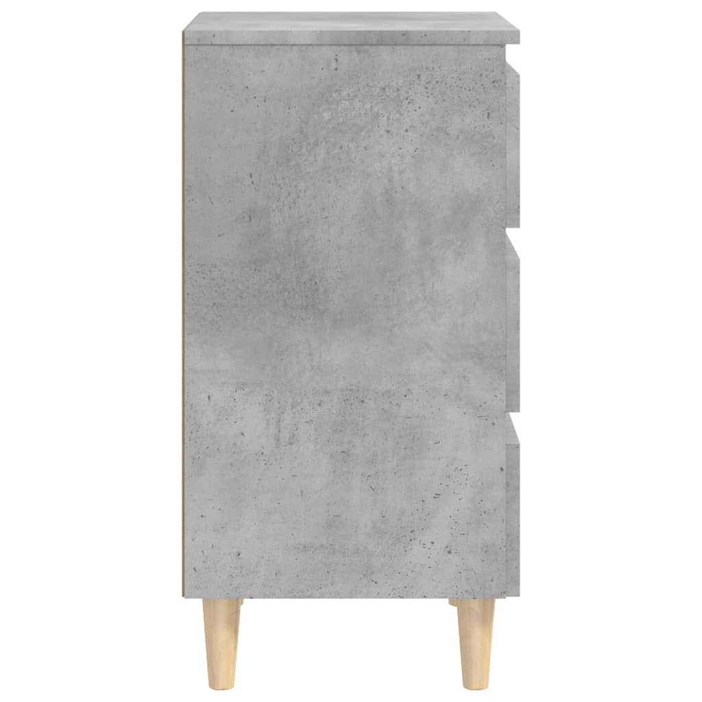 sengeskabe m. massive træben 2 stk. 40x35x69 cm betongrå