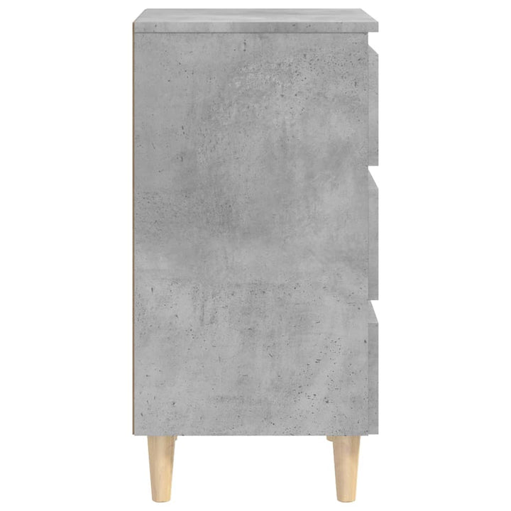 sengeskabe m. massive træben 2 stk. 40x35x69 cm betongrå
