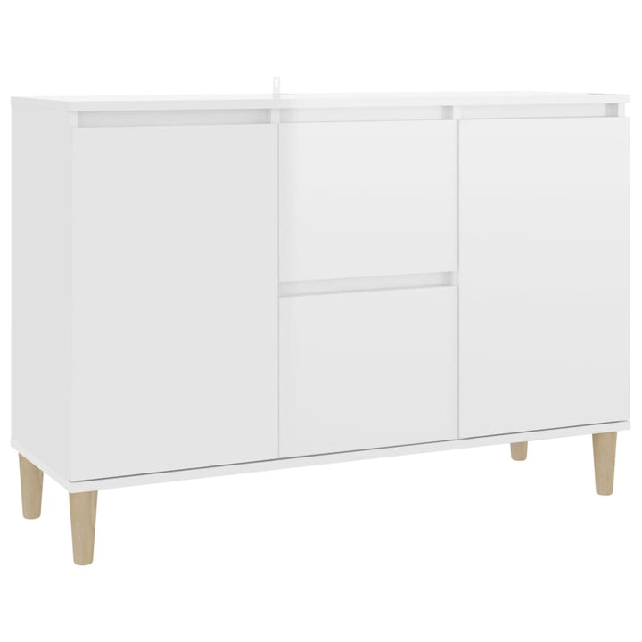 skænk 101x35x70 cm konstrueret træ hvid højglans