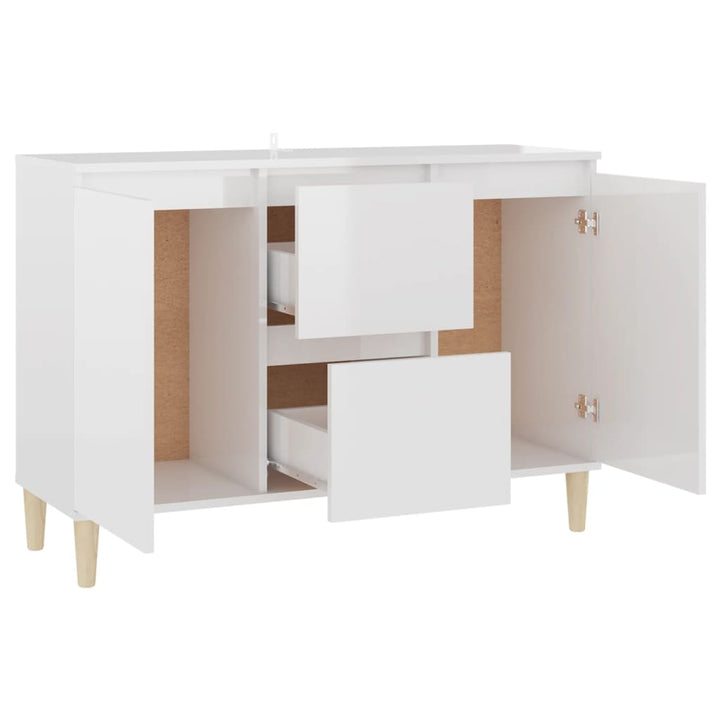 skænk 101x35x70 cm konstrueret træ hvid højglans
