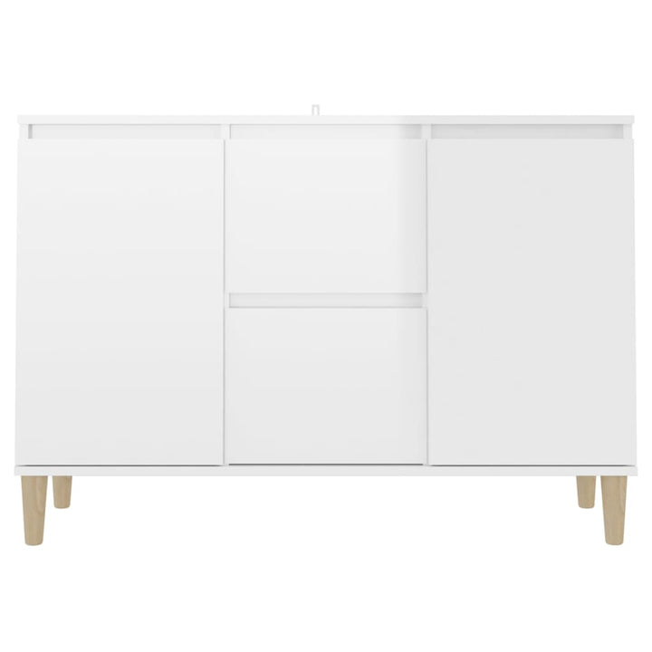 skænk 101x35x70 cm konstrueret træ hvid højglans