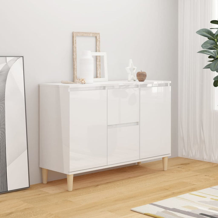skænk 101x35x70 cm konstrueret træ hvid højglans