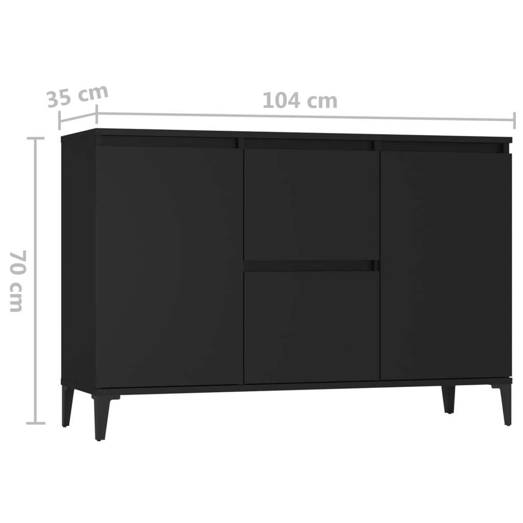 skænk 102x35x70 cm konstrueret træ sort