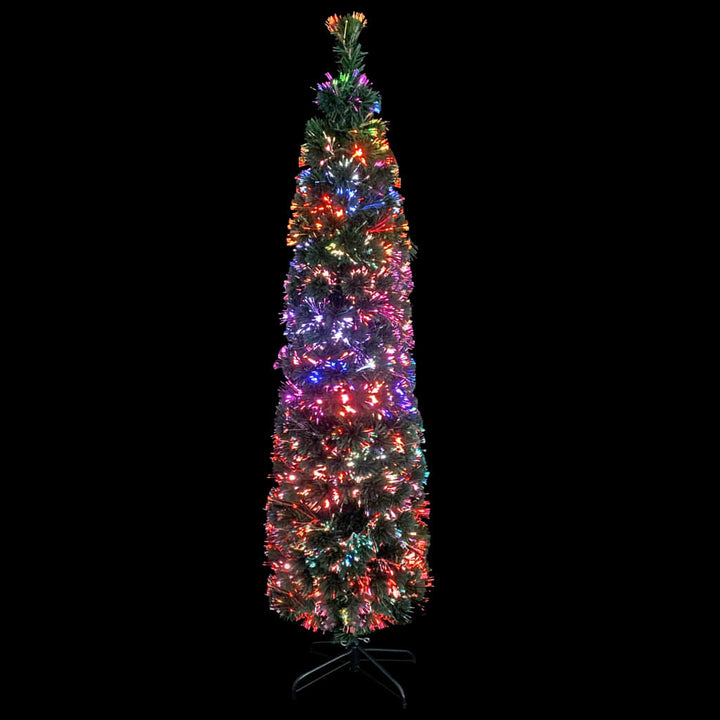 kunstigt smalt juletræ med juletræsfod 240 cm fiberoptisk