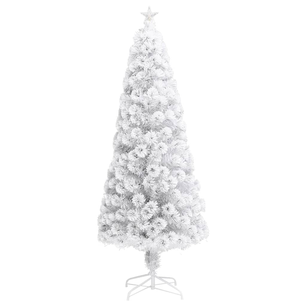 kunstigt juletræ med lys 210 cm fiberoptisk hvid