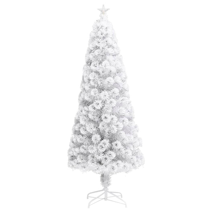 kunstigt juletræ med lys 210 cm fiberoptisk hvid