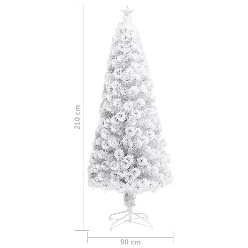 kunstigt juletræ med lys 210 cm fiberoptisk hvid