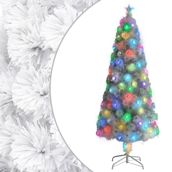 kunstigt juletræ med lys 240 cm fiberoptisk hvid