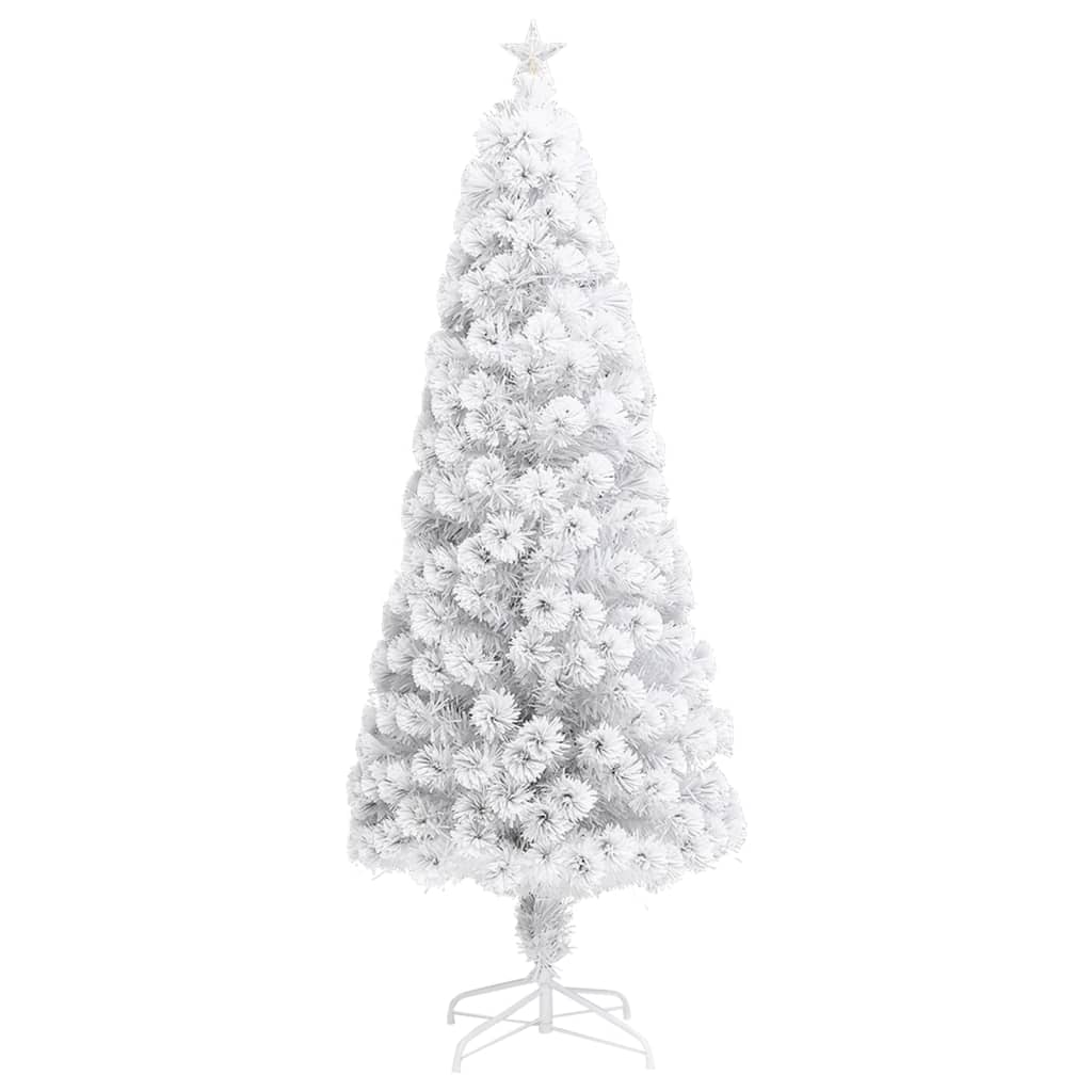 kunstigt juletræ med lys 240 cm fiberoptisk hvid