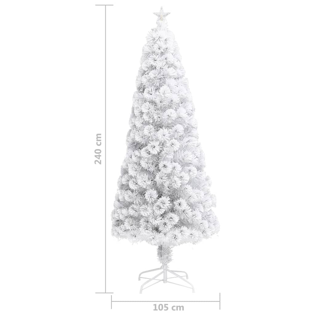 kunstigt juletræ med lys 240 cm fiberoptisk hvid