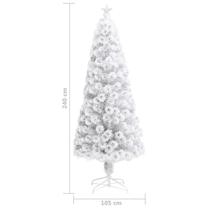 kunstigt juletræ med lys 240 cm fiberoptisk hvid