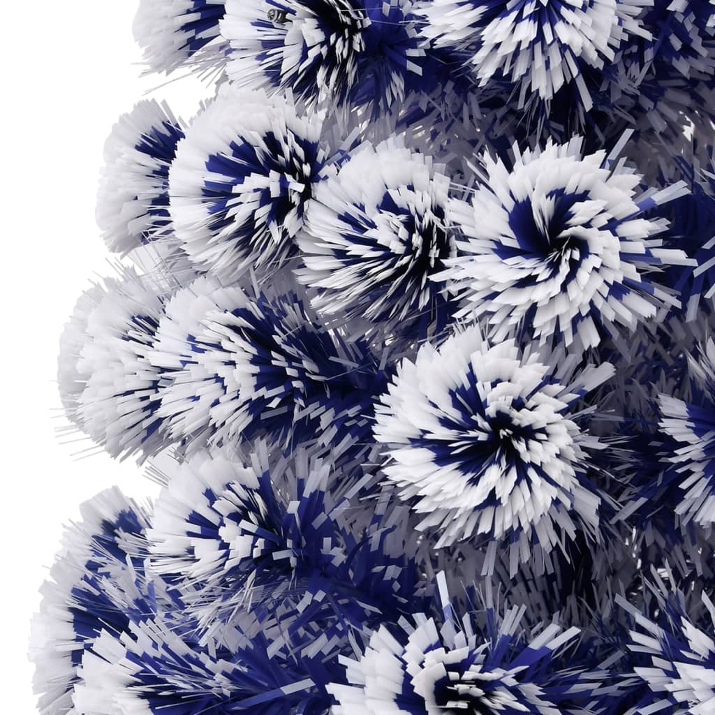 kunstigt juletræ med lys 240 cm fiberoptisk hvid og blå