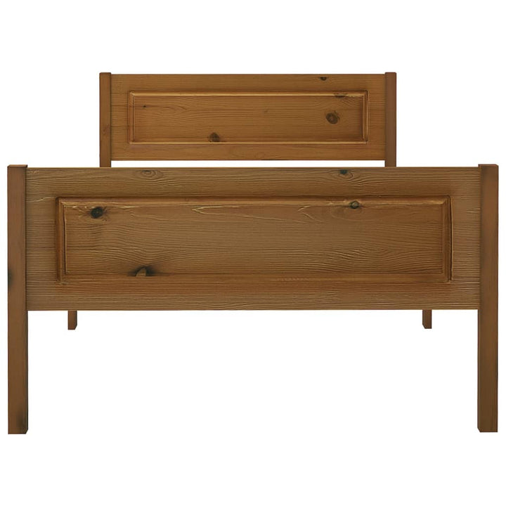 sengestel 90x200 cm massivt fyrretræ gyldenbrun