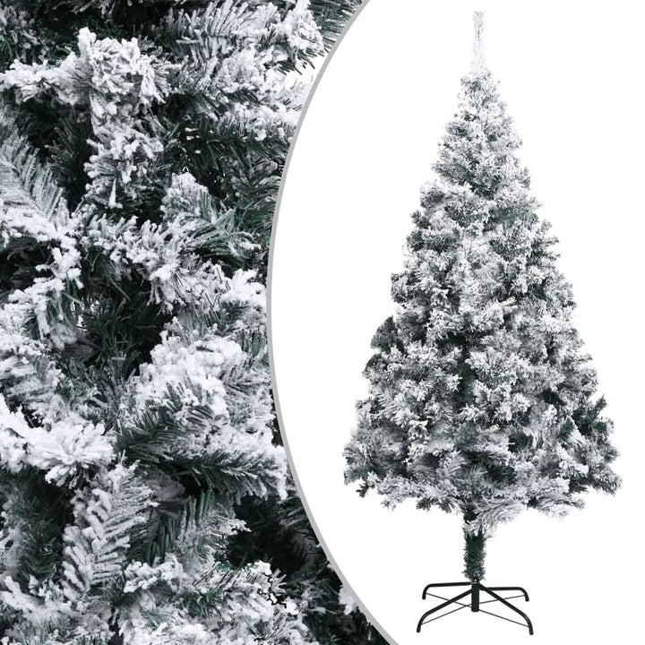 kunstigt juletræ med puddersne 300 cm PVC grøn