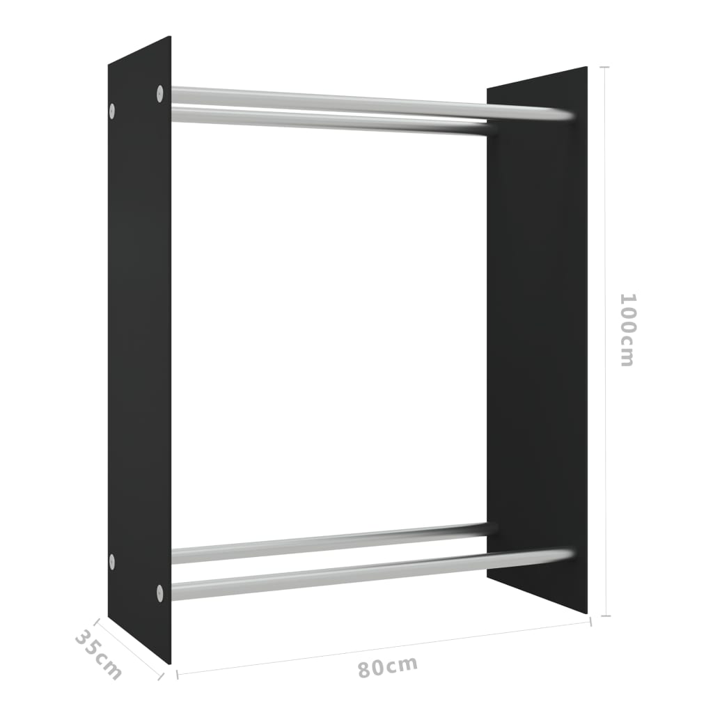 brændestativ 80x35x100 cm hærdet glas sort
