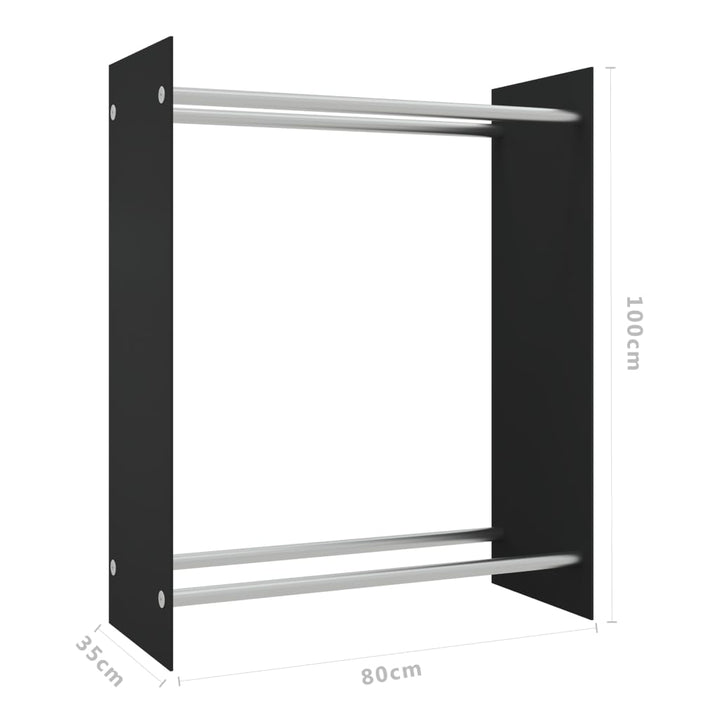brændestativ 80x35x100 cm hærdet glas sort