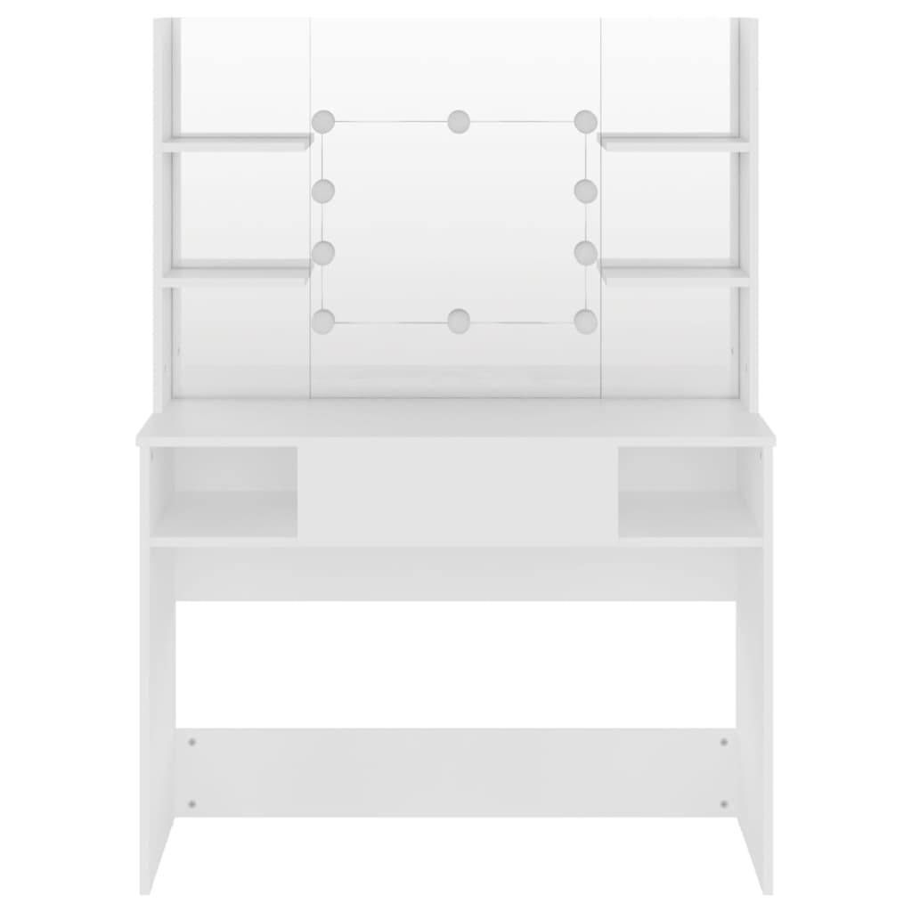 makeupbord med LED-lys 100x40x135 cm MDF hvid