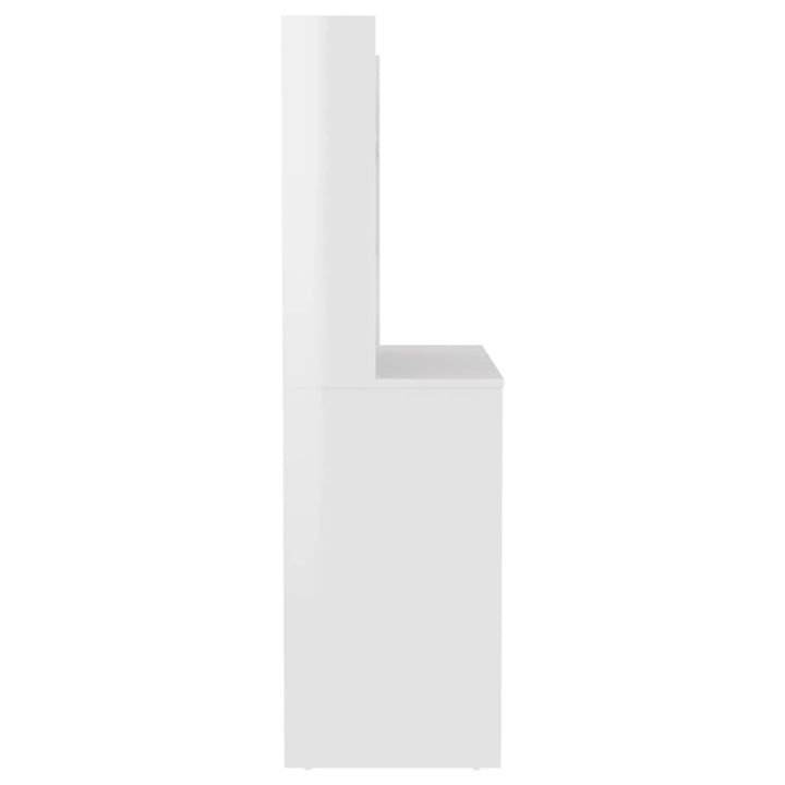 makeupbord med LED-lys 100x40x135 cm MDF blank hvid