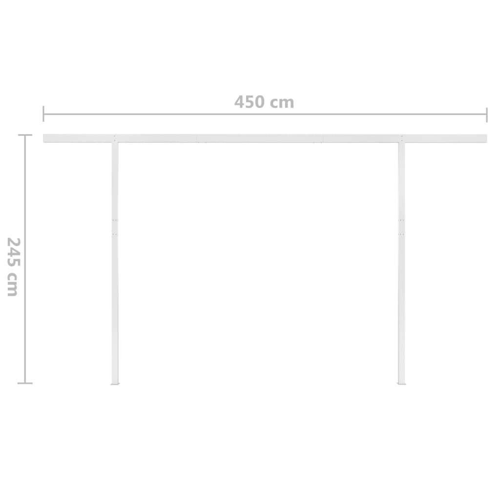 markise m. stolper 4,5x3 m manuel betjening gul og hvid