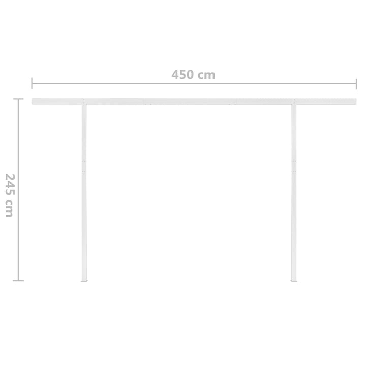 markise m. stolper 4,5x3 m manuel betjening gul og hvid