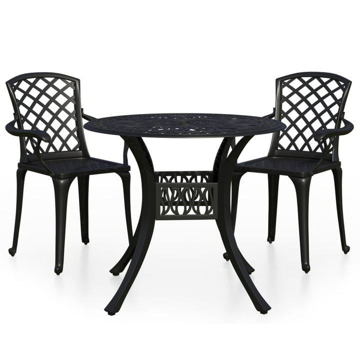 bistrosæt 3 dele støbt aluminium sort