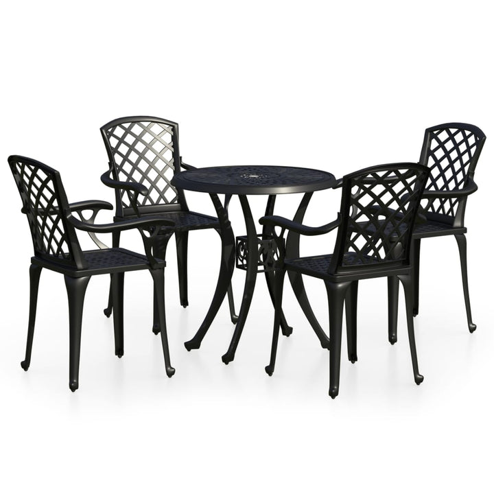 bistrosæt 5 dele støbt aluminium sort