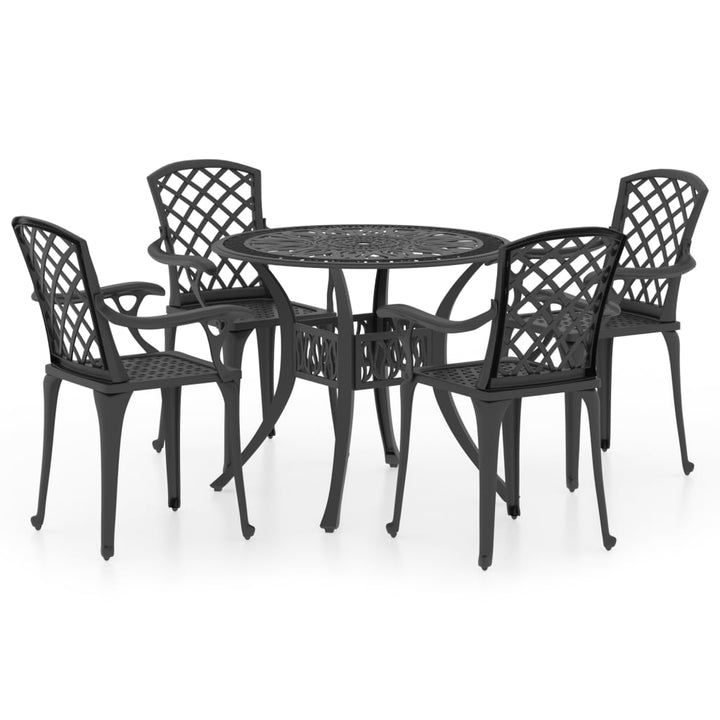 bistrosæt 5 dele støbt aluminium sort