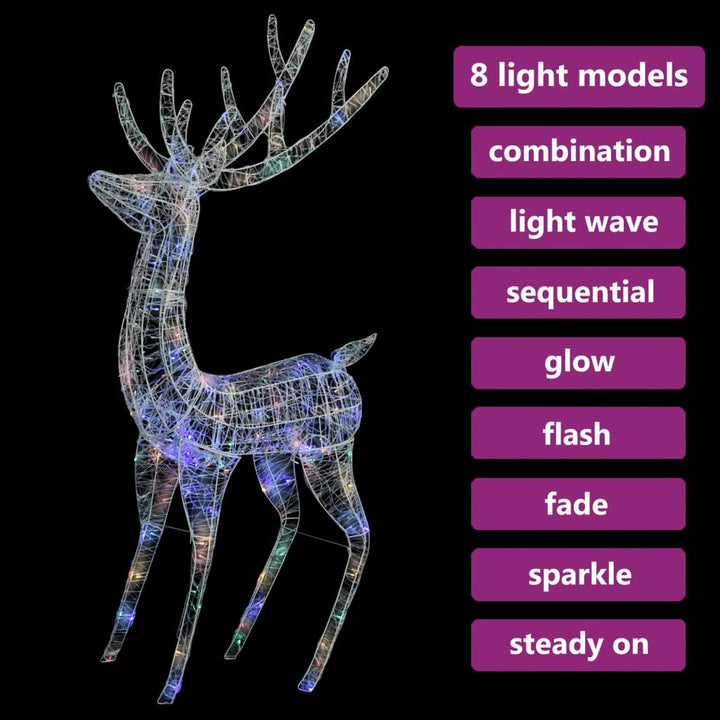 julerensdyr XXL 180 cm 250 LED'er akryl flerfarvet