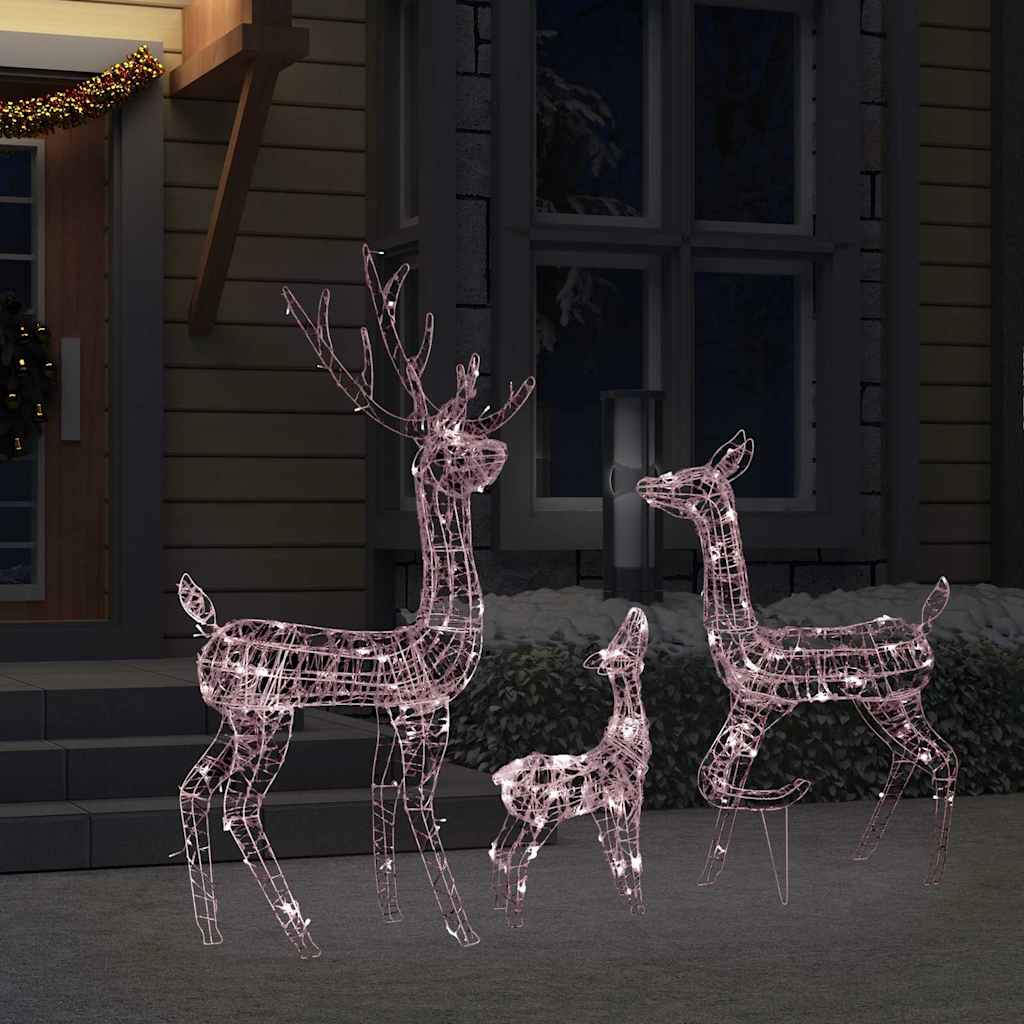 juledekoration rensdyrfamilie 300 LED'er akryl varm hvid